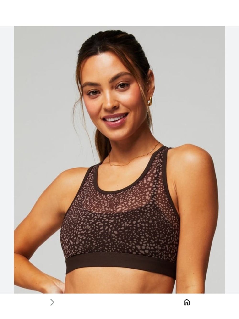 Fabletics Brown & Tan Printed Strappy Sports Bra